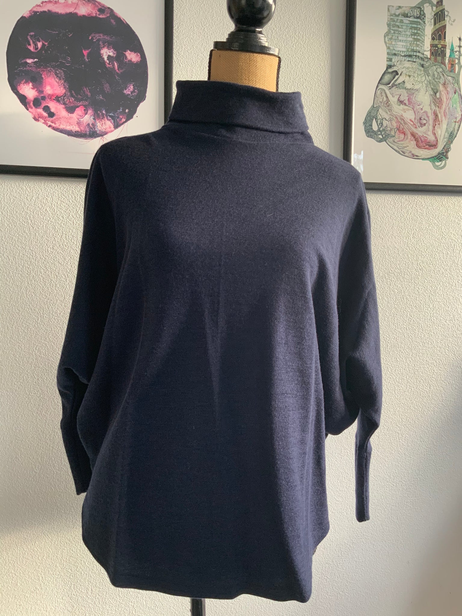 OUTLET - TEEN -  Poncholito bluse merinould - Marineblå