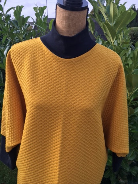 OUTLET - Poncholito bluse Quiltet - Okker Gul - Str. XS