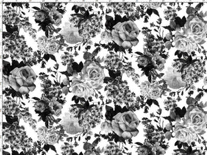 1 METER - Digital Print med romantiske roser og blomster  - Oekotex 100