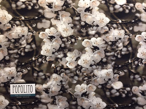 OPHØRSUDSALG -Digital Print med smukke hvide magnoliablomster - Oekotex 100